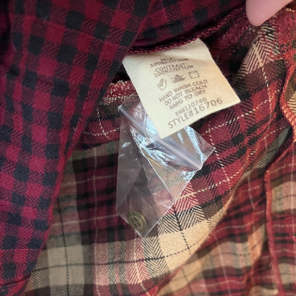 Mystree Jayne Plaid Contrast Long Sleeve Button Up Shirt Women Medium NWT - Picture 7 of 12